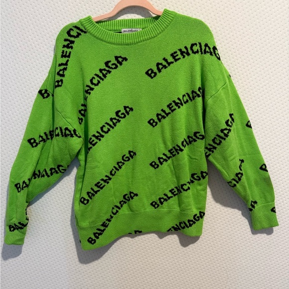 Balenciaga Green Logo Sweater - Picture 1 of 1